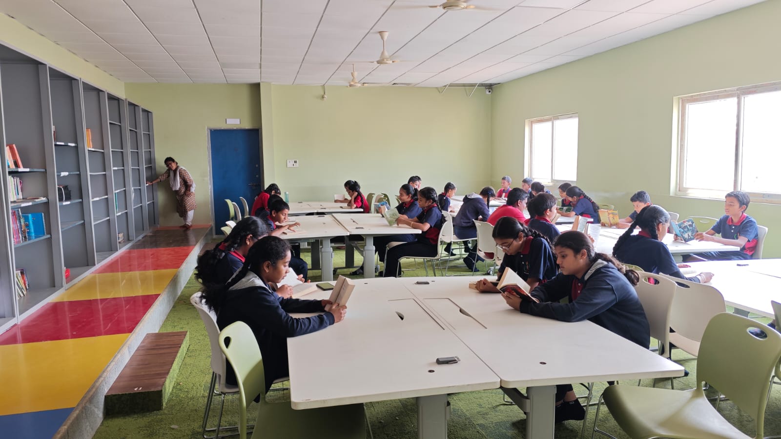 Student reading books in Library
